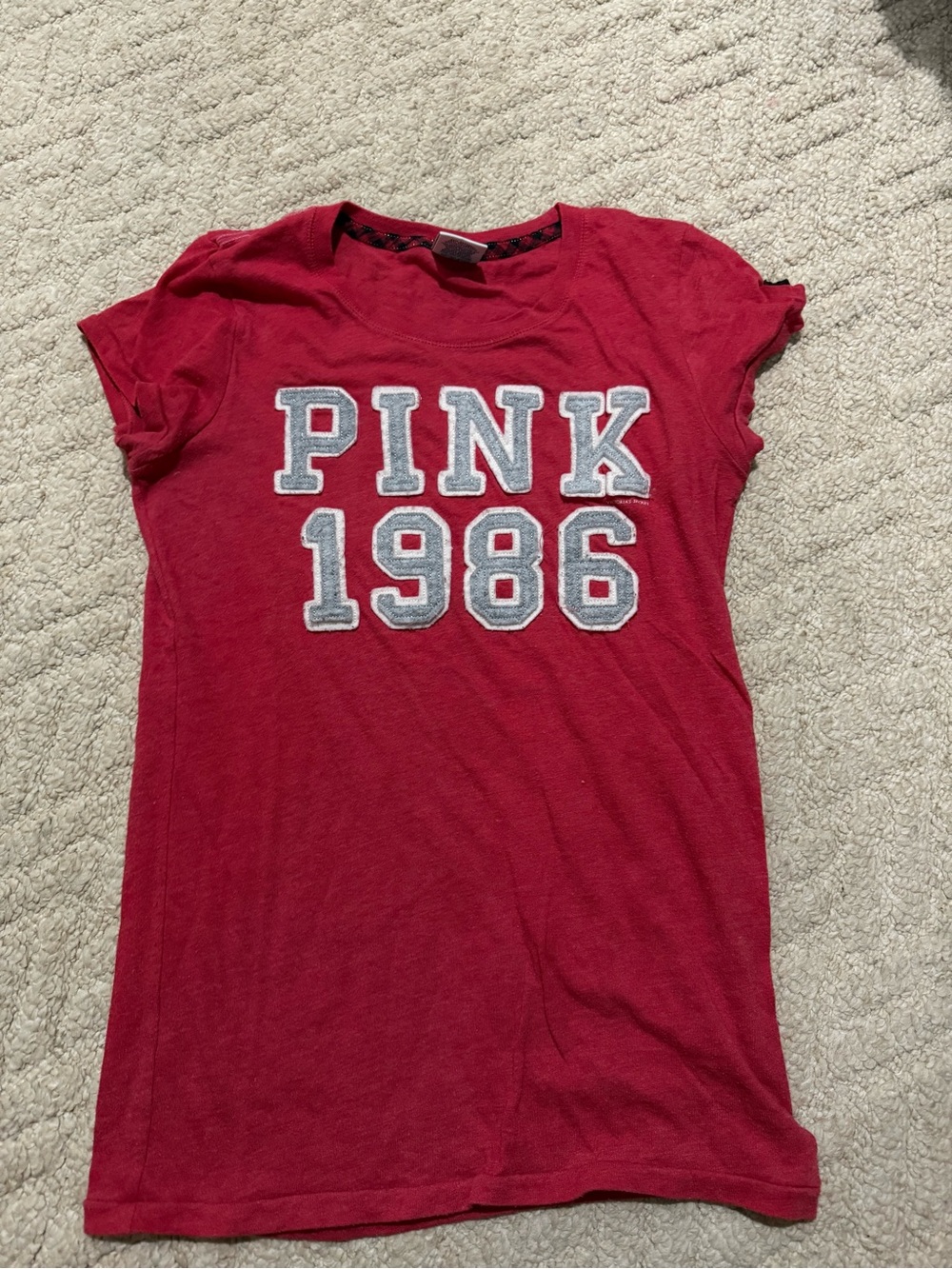 PINK Victoria's Secret Red 'PINK 1986' Short Sleeve Tee